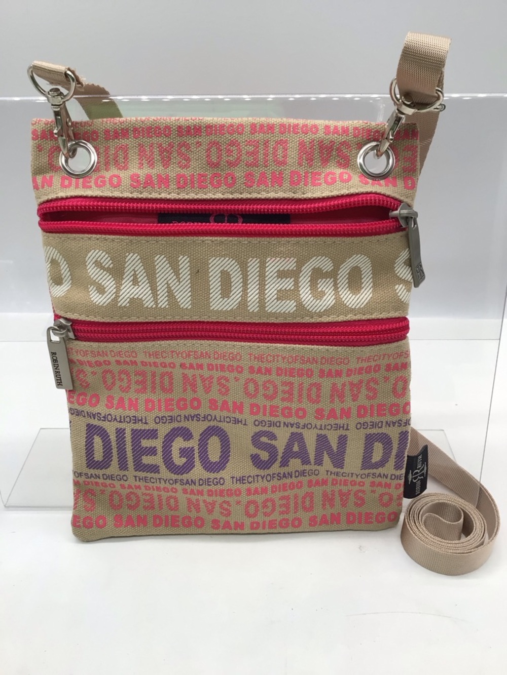 🌼3\$15🌼BUNDLE DEAL! Robin Ruth San Diego Print Pink/Tan Canvas Crossbody Bag